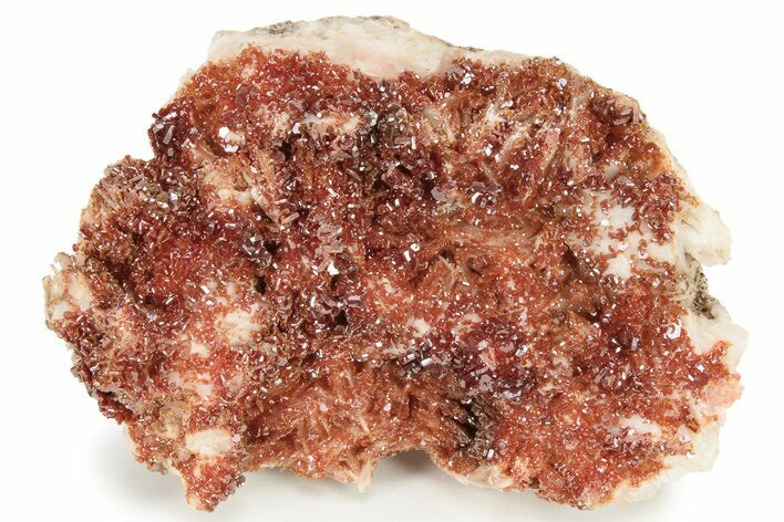 Glittering, Ruby Red Vanadinite Crystals on Barite - Morocco #233948